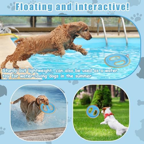 lasuroa Dog Flying Disc Toy, 9.25" Pet Water Floating Flyer with Soft Edges Gentle on Teeth Lightweight Outdoor Canvas Fetch Toy for Aggressive Chewers Medium to Large Dogs