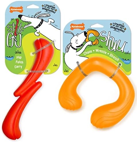 Nylabone C-Shuu and Stik-Go Interactive Dog Toys Bundle for Dogs – Lightweight Intriguing Dog Fetch Toys for Creative Play & Dog Exercise