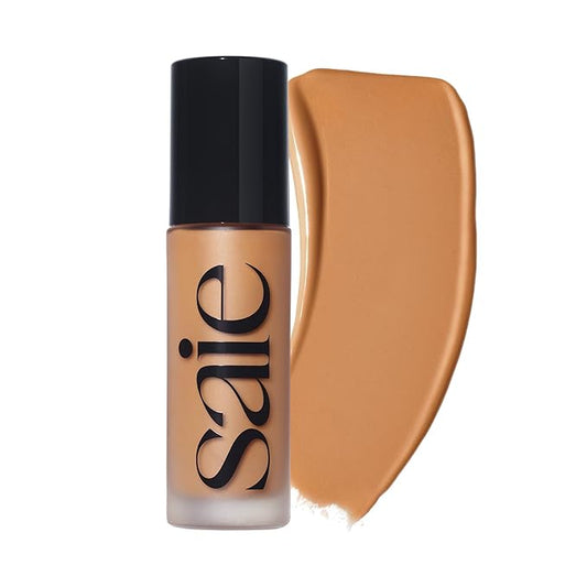 Saie Glowy Super Skin Tint Liquid Foundation - Weightless + Dewy Foundation with Lightweight Medium Coverage - Hydrating Face Makeup + Skin Care Serum Hybrid with Hyaluronic Acid - Shade 24 (1.01 oz)