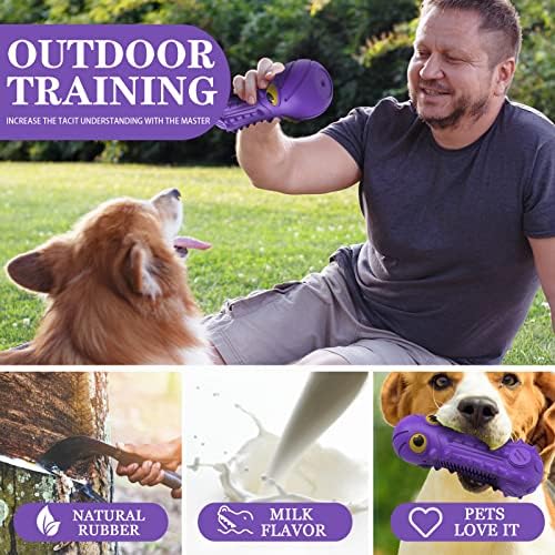 ZIKATON Dog Squeaky Toys for Aggressive Chewers, Durable Chew Toys for Large Medium Breed Dog, Dog Toys, Tough Durable Dogs Toys with Natural Rubber