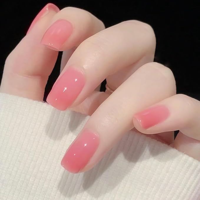 COSMOO Nude Nail Polish, 12ml Transparent Peach Pink Quick Dry Nail Lacquer, Jelly Nail Art Varnish-12ML