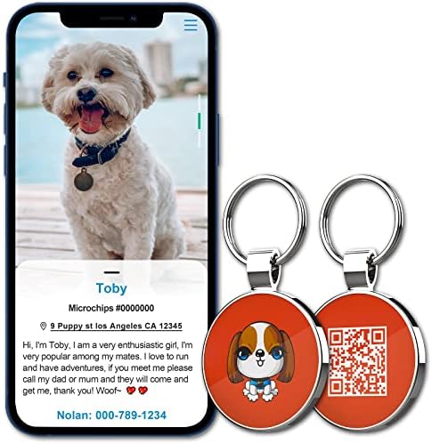 MYLUCKYTAG QR Code Pet ID | Personalized Dog & Cat Collar Tag | Online Profile with Instant Scanned Location Alert Email