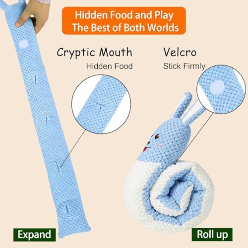 Plush Dog Toys, Long Foldable Squeaky Chew Pet Toys (White Rabbit)