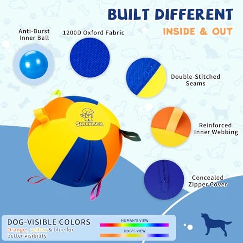 Small Herding Ball for Dogs, 9.8" Dog Soccer Ball with Straps