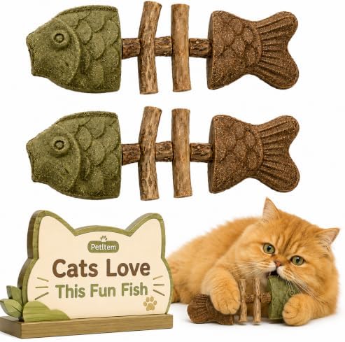 Silvervine Cat Toy Catnip Chew Stick for Indoor Kitten Teething Cleaning Dental Care Natural Comfort Adult Gatos Set to Play Alone Blend Fishing Aesthetic Fish Bone Shape