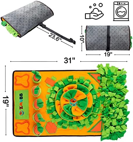 Pet Snuffle Mat for Dogs Sniff Mat Nosework Feeding Mat Slow Feeder Interactive Dog Puzzle Toys for Training and Stress Relief Encourages Natural Foraging Skills (31''x19'')
