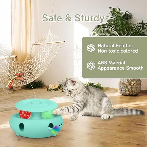 3-in-1 Interactive Cat Toys for Indoor Cats, Blue