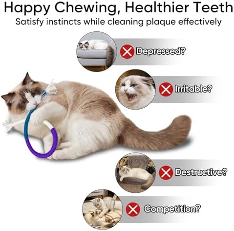 4-Pack Interactive Cat Chew Rope Toys, Teaser Sticks with Jingle Bells