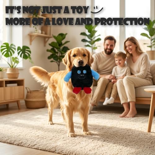 Monster Plush Squeaky Dog Toy Crinkle Dog Chew Toy for Small Medium Large Dogs, Black