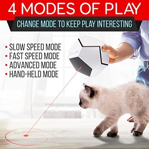 SereneLife Automatic Cat Light Toy - Rotating Moving Electronic Red Dot LED Pointer Pen W/ Auto Wireless Control - Remote Light Beam Teaser Machine for Interactive & Smart Sensory