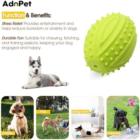 Dog Squeaky Rugby Ball Toy – Durable Rubber Chew Ball with Spikes for Dental Health, Interactive Fetch Training and Stress Relief, Non-Toxic Pet Toy for Small Medium Large Dogs