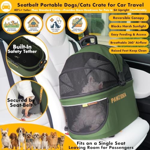 PAWZIDEA Double Pet Stroller with 2 Detachable Carrier for Multiple Pets