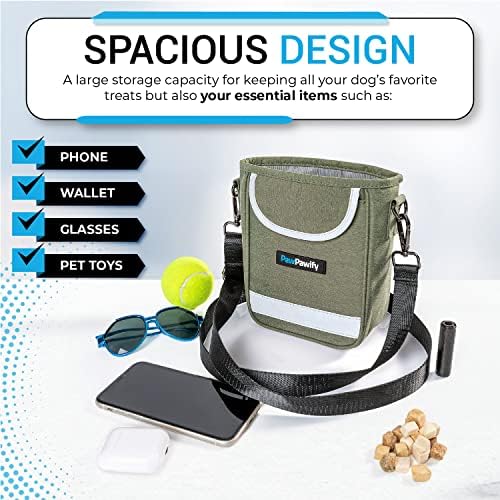 Dog Training Treat Pouch – Treat Bag for Dog Training with Built-in Poop Bag Holder – Waist Dog Training Pouch with Reflective Strips – Waterproof Fanny Pack for Dog Training