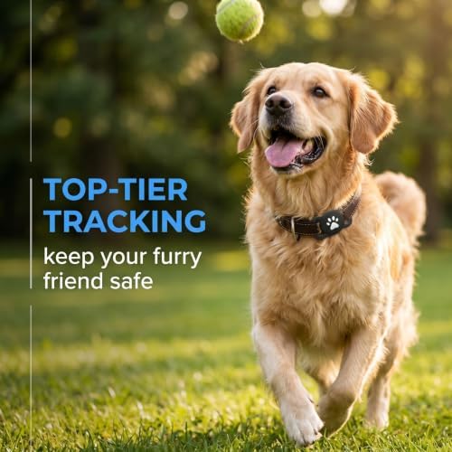 GPS Tracker Real-Time Location,Compatible with Apple Find My, Ultra-Slim Reliable Performance,IP68 Waterproof Silicone Protective Case,Used for Cat and Dog Collar(Black)