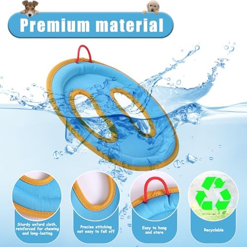 lasuroa Dog Flying Disc Toy, 9.25" Pet Water Floating Flyer with Soft Edges Gentle on Teeth Lightweight Outdoor Canvas Fetch Toy for Aggressive Chewers Medium to Large Dogs