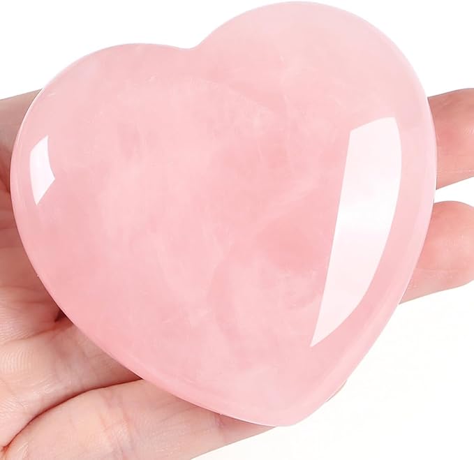 MAIBAOTA 60 mm Rose Quartz Crystals Heart Stone Valentines Anniversary Day Gifts for Her Women Crystal Gifts for Women Natural Reiki Gemstone Polished Heart Shaped Rocks Meditation