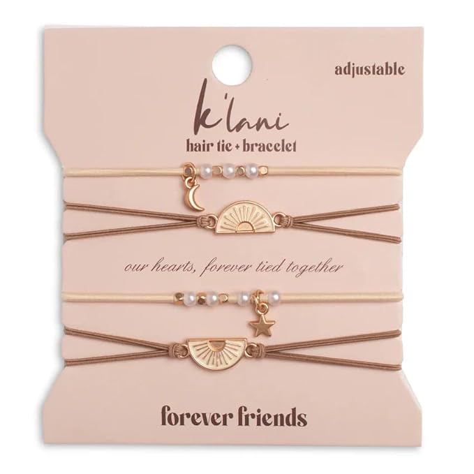 K'lani Hair Tie Bracelets for Women - Elastic Hair Bands That Double as Stylish Jewelry - Forever Friends - Set