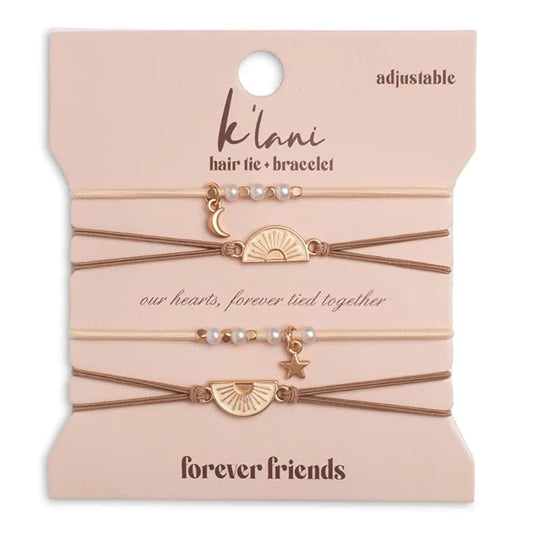 K'lani Hair Tie Bracelets for Women - Elastic Hair Bands That Double as Stylish Jewelry - Forever Friends - Set