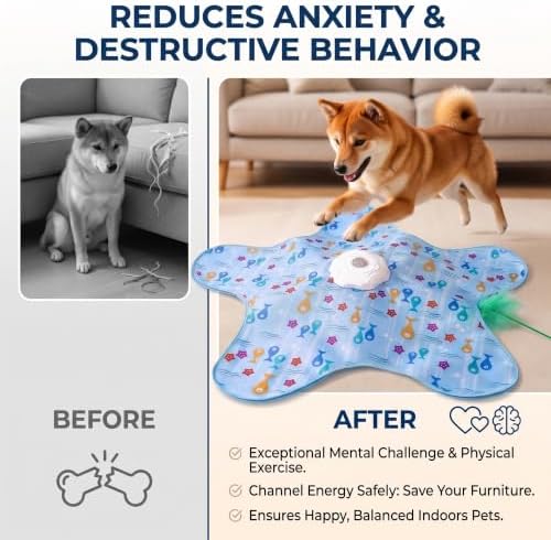 HuntingFun Dog Pro, Automatic Dog Toy, Interactive Motorized Hunting Blanket, Electronic Rotating Wand Cover, Pet Exercise Game for Boredom Relief, Teaser Spinner, Puppy Kitten Catching Toy