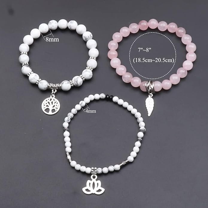 UEUC Tree of Life Yoga Healing Stone Bracelets,Multilayer Lotus Chakra Stone Reiki Bracelet Sets,Anxiety Crystal Natural Stone,for Women Stress Relief
