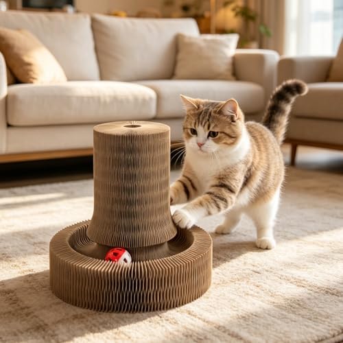 Cat Scratcher, Interactive Cat Toys for Indoor Cats Cardboard Scratch Pad