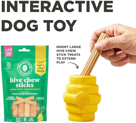 Hive Chew Toy for M/L Dogs – Yellow/Unscented – Chew, Fetch, & Treat-Dispensing Enrichment Toy, Floats, Made in USA, Pairs with Hive Chew Sticks for M/L Dogs for Longer-Lasting Play