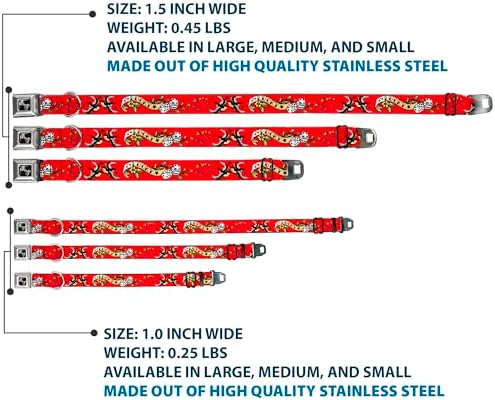 Dog Collar Seatbelt Buckle Lucky Red, 16 to 23 Inches, 1.5 Inch Wide