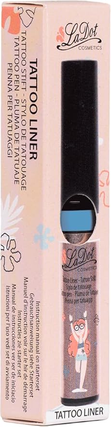 LaDot Temporary Tattoo Liner Pen – Fine Tip Waterproof Body Art Marker for Drawing Custom Skin Designs – Ideal for Temporary Tattoos, Festivals, Parties & More (Light Blue)