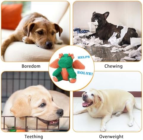 3-Layered Stuffed Dog Toys for Medium Large Dogs, Large Plush Squeaky Dog Toys to Keep Them Busy for Small Medium Large Breed, Cute Animals Puppy Teething Chew Toys - Dinosaur L