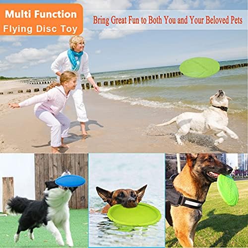 XIGOU Dog Flying Disc, 2 Pack Dog Flyer Toys, Soft Rubber Interactive Lightweight Flying Disc Dog Toy for Small Large Dogs - Floats in Water & Safe on Teeth, 7.2 inch.