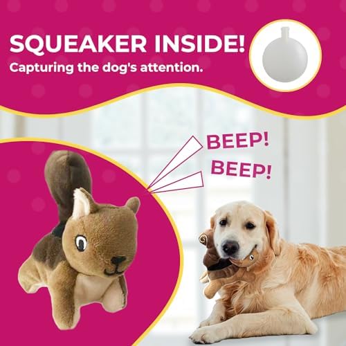 Glow Pups Squirrel in Tree Hide and Seek Plush Squirrel Inside Trunk Interactive Burrow Dog Toy for Small and Medium Size Dogs, Tree with Squirrels