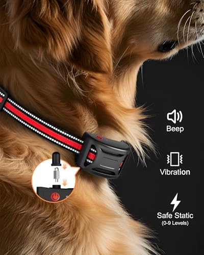 Wireless Dog Fence System - 2-in-1 Pet Containment & Training Collar with Accurate Boundary Control, IPX6 Waterproof and Rechargeable for Large & Medium 2 Dogs - Black&Red