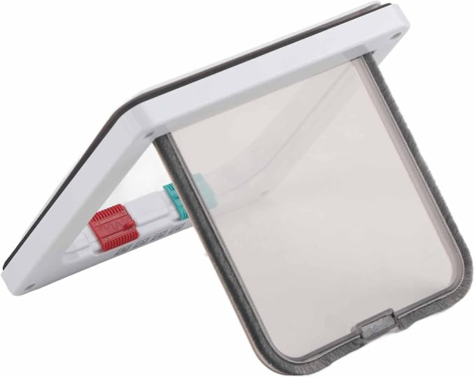 Generic Smart Cat Door 4 Way Lockable Pet Cat Small Dog Flap Door for Pet Care White Small Size S