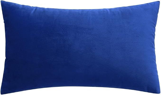MIULEE 12x20 Inch Lumbar Velvet Throw Pillow Cover Set of 1 Royal Blue | Soft Luxury Decorative Throw Pillow Cover, Single Rectangle Cushion Case, Home Decor for Chair Couch Sofa Bedroom Car Bed