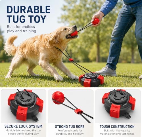 Tri-San Suction Cup Dog Tug Toy Steel Core Interactive Tough Chew Toy for Medium Large Dogs