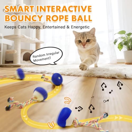 Interactive Cat Toy, 360° Rotating Automatic moving cat toys, Voice Recordable Auto Rolling Pet Toy with LED Sound & Music, Rechargeable Interactive Cat Toys for Indoor Cats & Small Dogs (ORANGE)