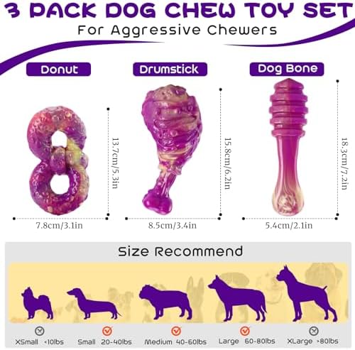 WinTour Dog Chew Toys for Aggressive Chewers, Tough Toys for 30-80lbs Dogs