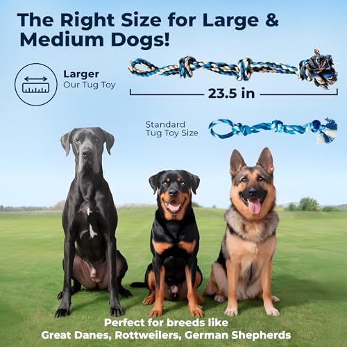 Pacific Pups Products Large Dog Rope Toy, 23.5 inch, Blue