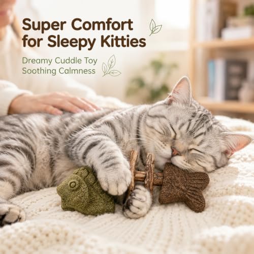 Silvervine Cat Toy Catnip Chew Stick for Indoor Kitten Teething Cleaning Dental Care Natural Comfort Adult Gatos Set to Play Alone Blend Fishing Aesthetic Fish Bone Shape
