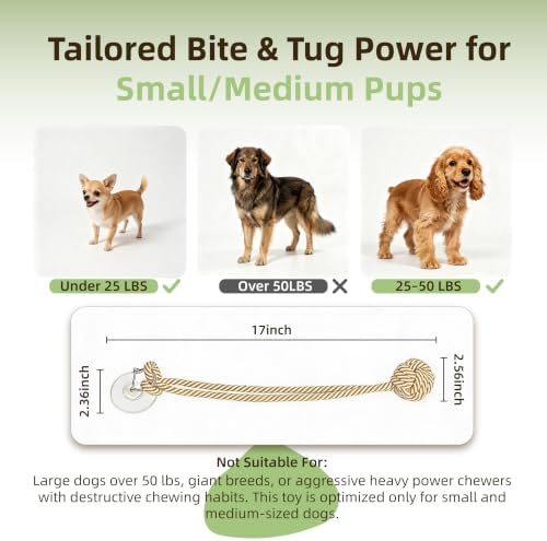 Interactive Tug Toys with Powerful Suction Cup for Puppy Dogs,Dog Enrichment Toys to Keep Them Busy,Teeth Cleaning Toys for Small Medium Breed Dogs,Indoor Toys,Pure Cotton,2PCS