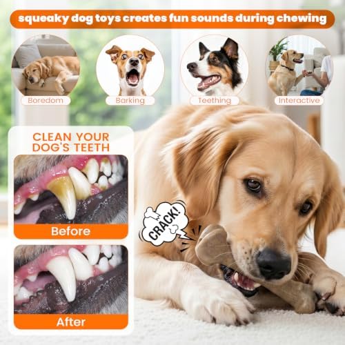 Dog Toys for Aggressive Chewers, Squeaky Dog Toys for Aggressive Chewers