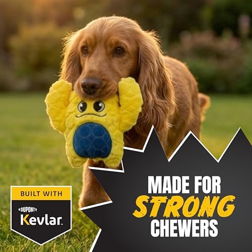 Bite Force -Durable & Strong Dog Yellow Monster with Squeaker, Kevlar-Reinforced for Aggressive Chewers - Yellow