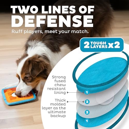 Outward Hound Tough Skinz Durable Chew Plush Squeaky Dog Toy, Waffle, 4.7"