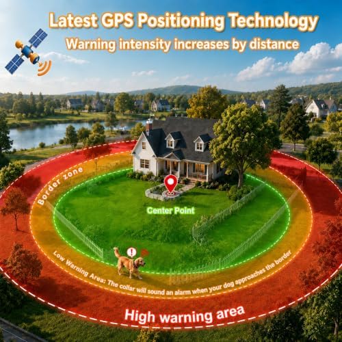 GPS Wireless Dog Fence System, IPX7 Waterproof Electric Fence for Dogs