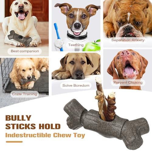 Sedioso Bully Stick Holder for Dogs, Though Dog Toys for Aggressive Chewer, Sturdy Dog Chew Holder Safety Device to Prevent Choking, BPA-Free, Long-Lasting -Fits Various Bully Sticks