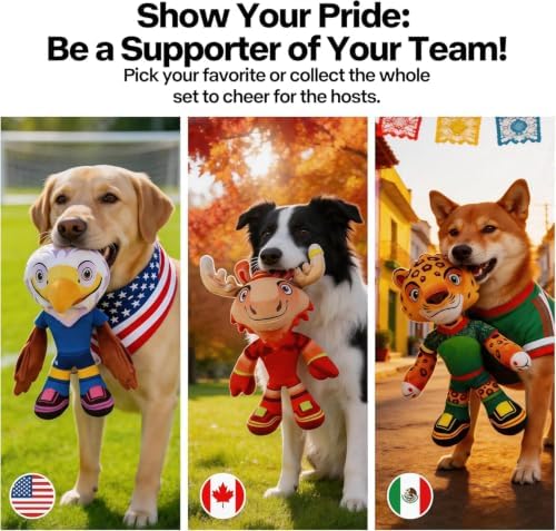 World Cup 2026 Officially Licensed Mascot Pet Plush, Dog Toy, Clutch(USA) Dog Bite Toy, Fan Pet Lover Collection