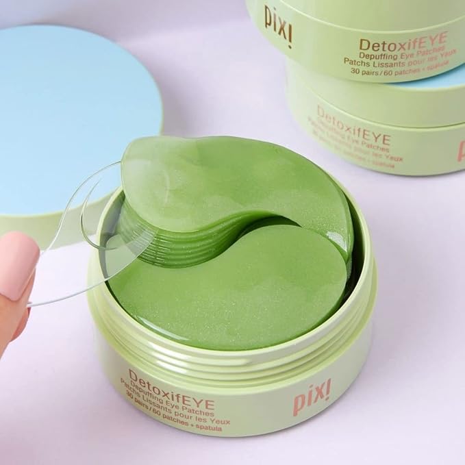 Pixi DetoxifEYE 2-Pack | Depuffing Hydrogel Under-Eye Patches|Cucumber, Gold & Caffeine for Puffy Eyes and Dark Circles | 2 Boxes, 60 pairs, 120 Patches