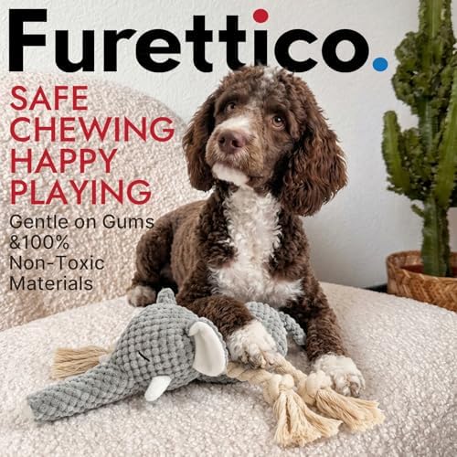 Squeaky Dog Teething Interactive Chew Toy Plush Stuffed Animal Toys for Tug-of-War Game with Squeaker for Small Medium Breed Indestructible Pet Supplies Ideal Puppy Gifts - Elephant, Medium