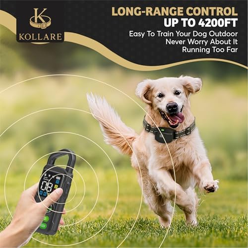 Kollare Smart Dog Training Collar with Remote – Waterproof, Rechargeable & Adjustable E-Collar with Beep, Vibration & Gentle Static Modes – Long Range Pet Obedience Training for All Dogs