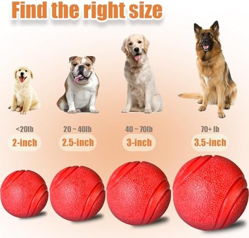YoFellas Solid Red Rubber Dog Toy – Ultra Bounce, Indestructible Chew & Fetch Toy for Aggressive Chewers, Interactive Training for Small to Large Dogs (M, Striped)